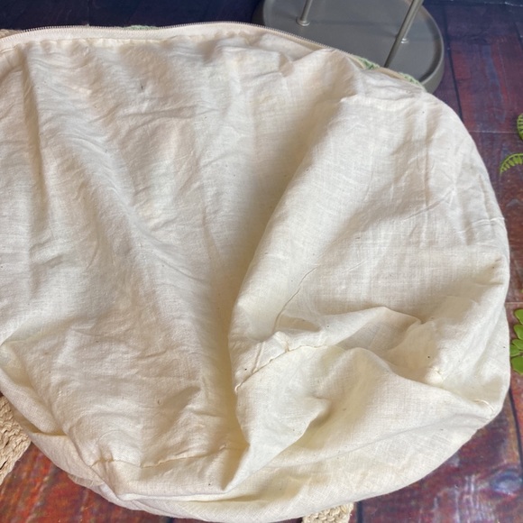 Crochet Woven Striped Round Zippered Bucket Tote with bead accents - Picture 10 of 13